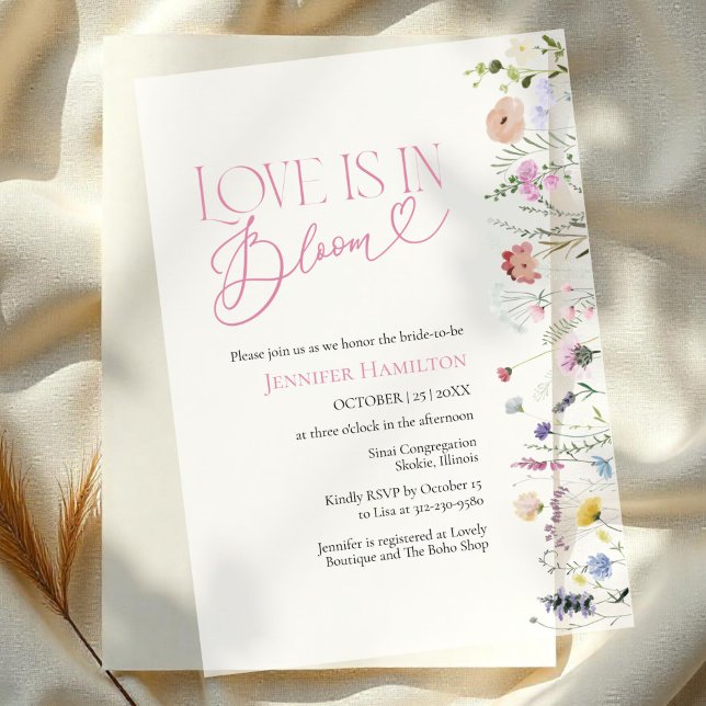 Love is in Bloom | Wildflower Boho Bridal Shower Vellum Invitations (Creator Uploaded)