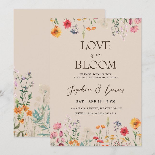 Love is in Bloom Wildflower Bridal Shower Invitation (Front/Back)