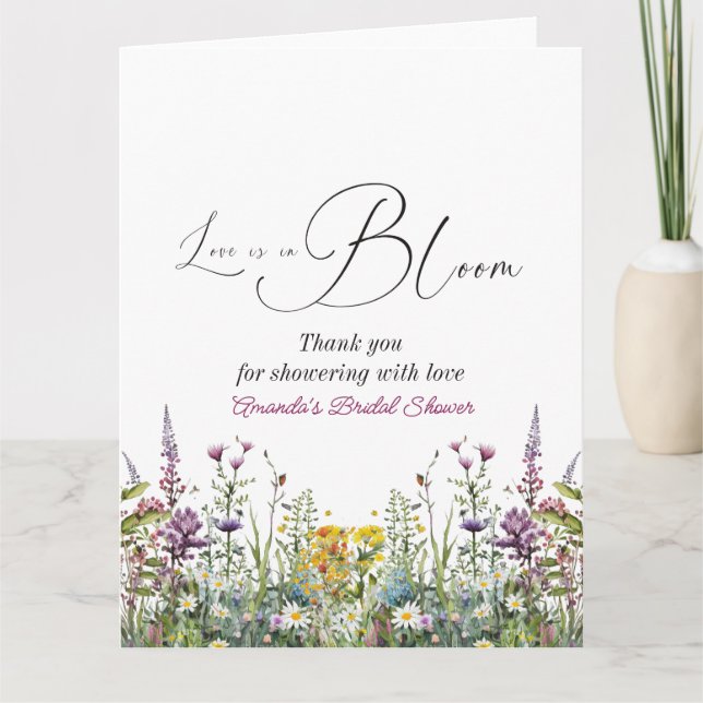 Love is in Bloom Wildflower Floral Bridal Shower Card (Front)