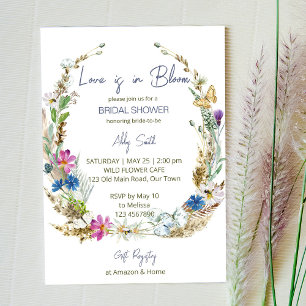 Love is in bloom wildflowers bridal shower  invitation