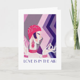 Love is in the Air. Art Deco Valentine's Day Card