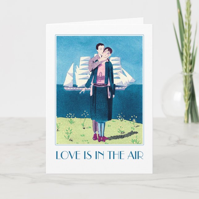 Love is in the Air. Art Deco Valentine's Day Card (Front)