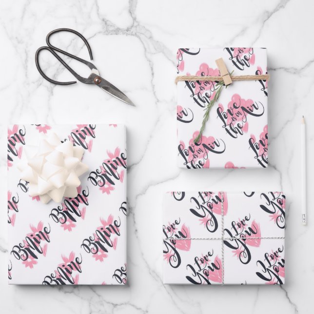 Love is in the air, Be Mine, I Love You Wrapping Paper Sheet (Front)