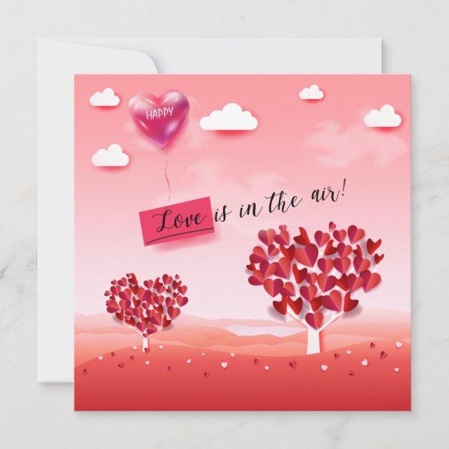 "Love is in the Air!" beautiful Love tree Invitation (Front)