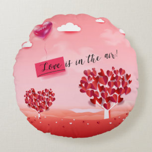 "Love is in the Air!" beautiful Love tree Round Pillow