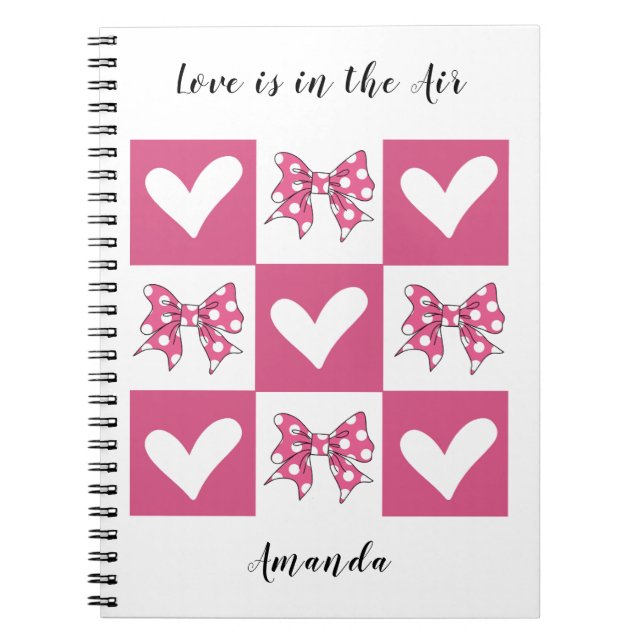 Love is in the Air Block Bow Heart Style  Notebook (Front)