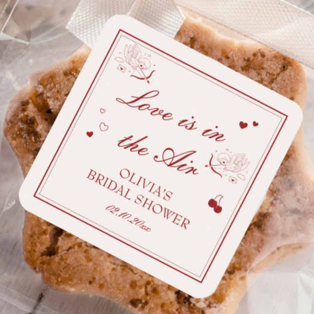 Love is in the Air Bridal Shower Square Sticker (Creator Uploaded)