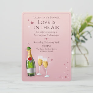 Love is in the Air Champagne Toast Valentine's Invitation
