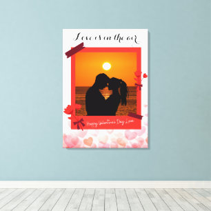 Love Is In The Air Custom Photo Couple & Text Canvas Print