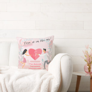 "Love is in the Air!" Enamored Couple Anniversary  Throw Pillow