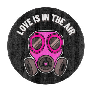 Love Is In The Air Gas Mask Cutting Board