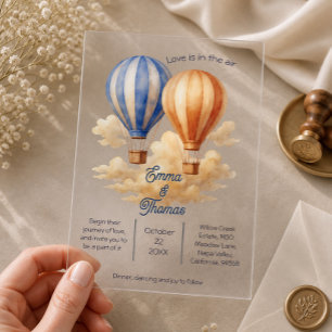 Love Is in the Air Hot Air Balloon Travel Wedding  Acrylic Invitations