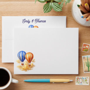 Love Is in the Air Hot Air Balloon Travel Wedding  Envelope
