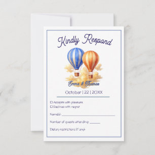 Love Is in the Air Hot Air Balloon Travel Wedding  RSVP Card