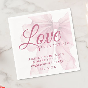 Love Is In The Air Mauve Pink Bow Engagement Napkin