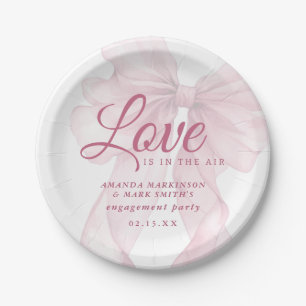 Love Is In The Air Mauve Pink Bow Engagement Paper Plate