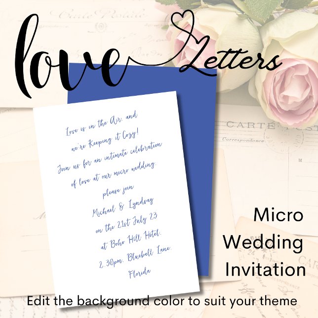 Love is In the Air MICRO WEDDING Handwritten Ink  Invitation (Creator Uploaded)