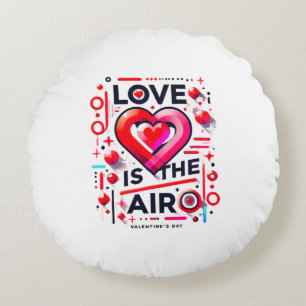 "Love is in the Air Modern Valentine's Day Round Pillow