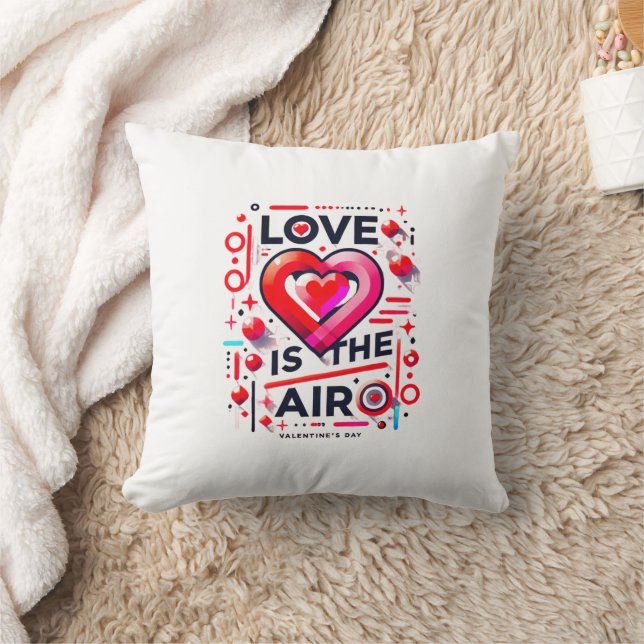 "Love is in the Air | Modern Valentine's Day  Throw Pillow (Blanket)