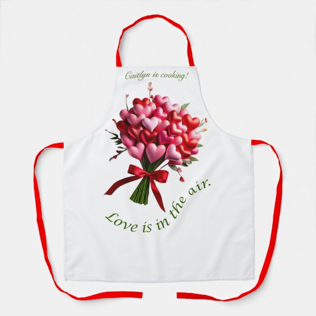 LOVE IS IN THE AIR Personalized  Apron (Front)
