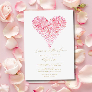 Love is in the Air Pink Heart Bridal Shower Invitation