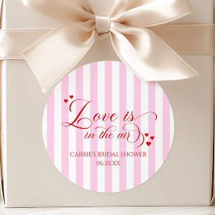 Love Is In The Air Pink Red Hearts Bridal Shower Classic Round Sticker