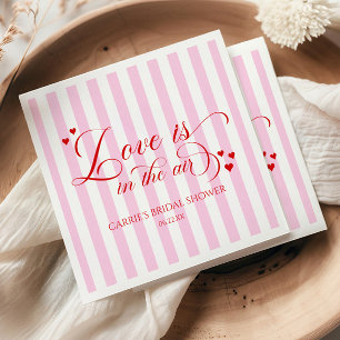 Love Is In The Air Pink Red Hearts Bridal Shower Napkin