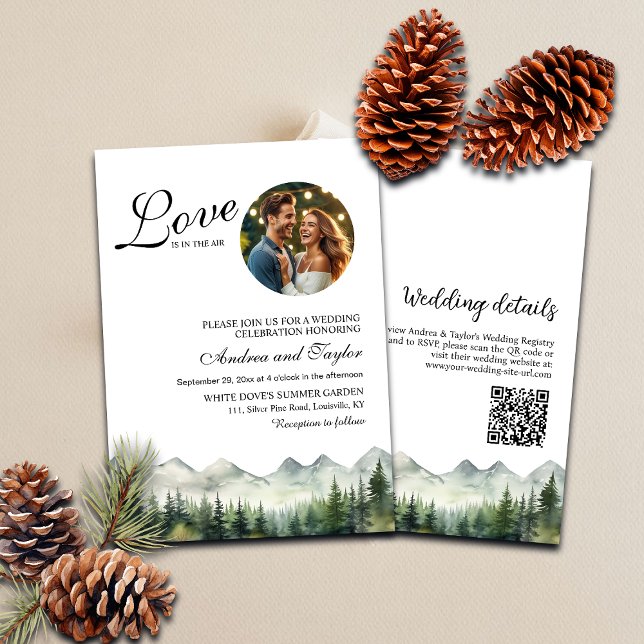 Love is in the air QR Code and Photo Wedding Invitation (Creator Uploaded)