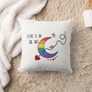 Love Is In The Air Rainbow LGBTQ Flag Throw Pillow