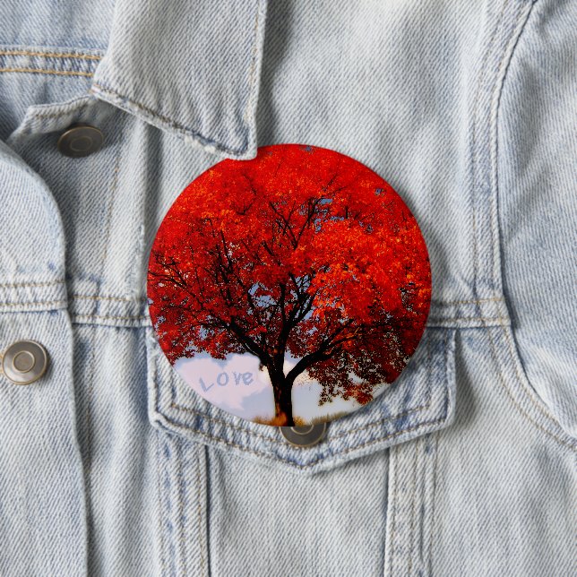 Love is in the air...Red Tree 4 Inch Round Button (In Situ)