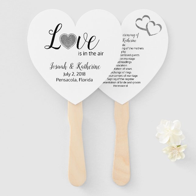 Love is in the Air Silver Heart Program Fan (Front and Back)