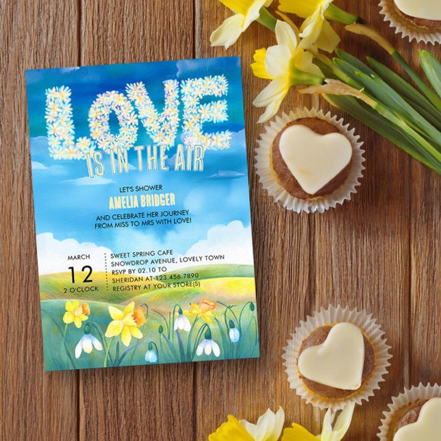 Love is in the Air Spring Bridal Shower Invitation (Bridal Shower invitation from the Valentines Bridal Shower Invitation collection by Darling & May)