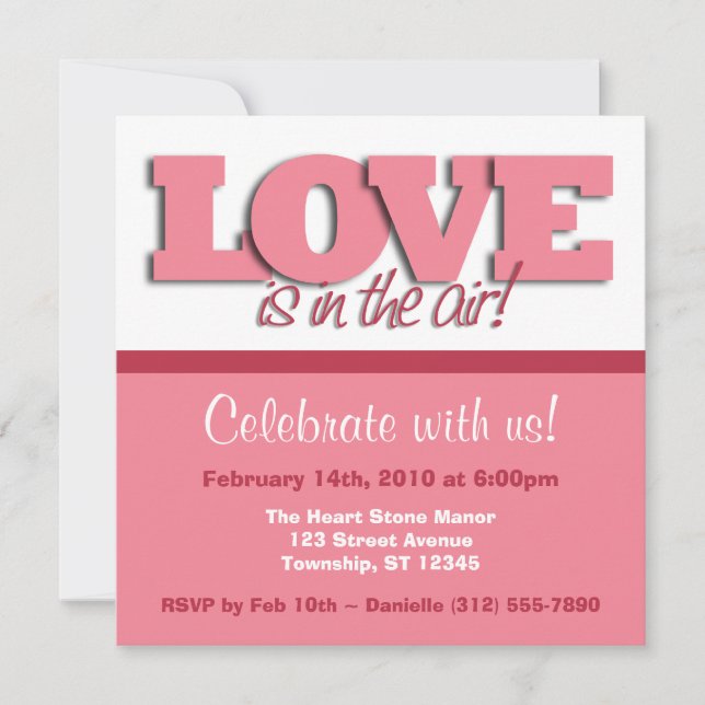 Love Is In The Air ~ Square Valentine's Day Invite (Front)