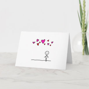 Love is in the Air Stick Cartoon Holiday Card