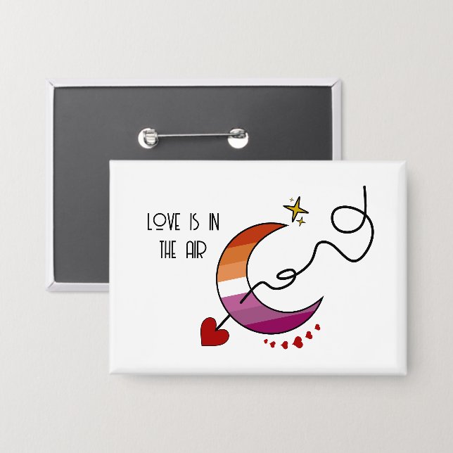 Love Is In The Air Sunset Lesbian Flag Button (Front/Back)