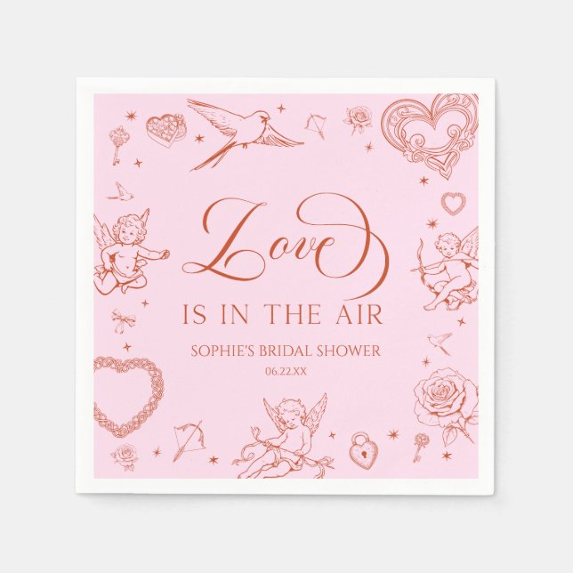 Love Is In The Air Valentine's Day Bridal Shower Napkin (Front)
