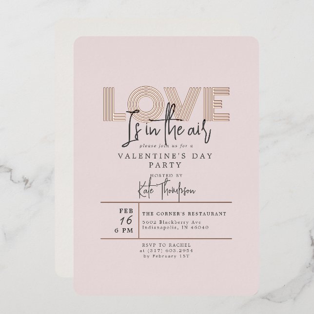 Love is in the Air Valentine's Day Party Rose Gold (Front/Back)