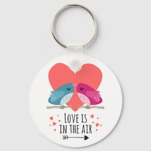 Love is in the air with cute cartoon birds in love keychain