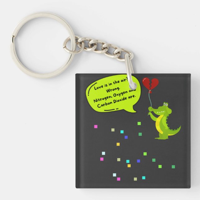 Love is in The Air? Wrong, Nitrogen, Oxygen, Carbo Keychain (Front)