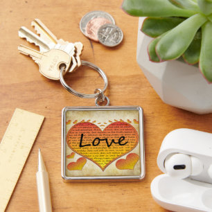 Love is Kind  1 Corinthians 13 Hearts Keychain