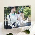 Love is Kind Photo and Name Block<br><div class="desc">Inspirational Love is Kind Custom Photo and Personalized Name Keepsake Photo Block.</div>