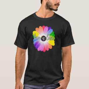 Love Is Lgbt Rainbow Daisy Flower Smile Face Lgbt  T-Shirt