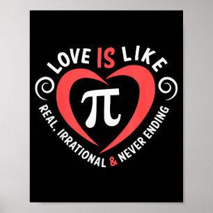 Love Is Like Pi Valentine Day Shirt Funny Math Tea Poster