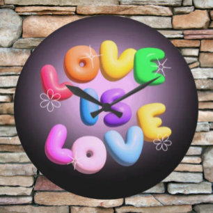 Love Is Love 3D Rainbow Pride Horloge murale