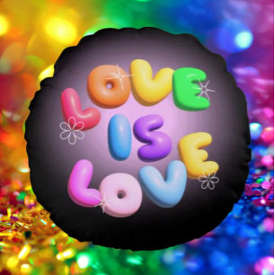 Love Is Love 3D Rainbow Pride Round Pillow