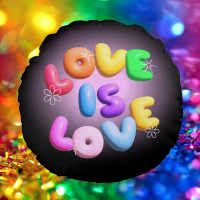 Love Is Love 3D Rainbow Pride Round Pillow (Creator Uploaded)