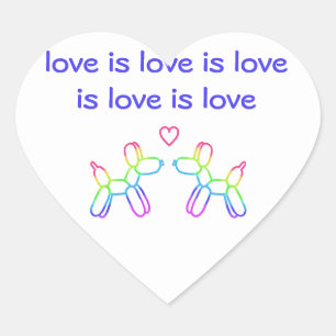 Love is Love Balloon Chiens Coeur Sticker