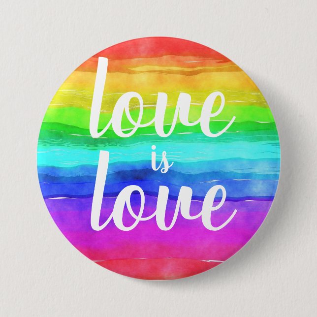 Love is Love Bold Gay Pride Rainbow Button (Front)
