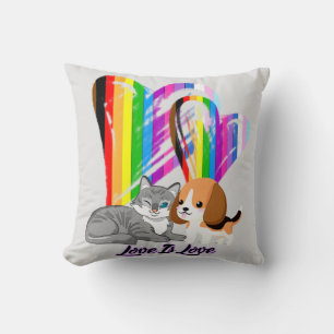 Love Is Love Cat & Dog - LGBTQ+ Pet Owner Throw Pillow