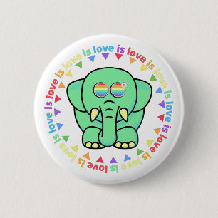 Love is love Colourful Cute Elephant LGBTQ Pride 2 Inch Round Button